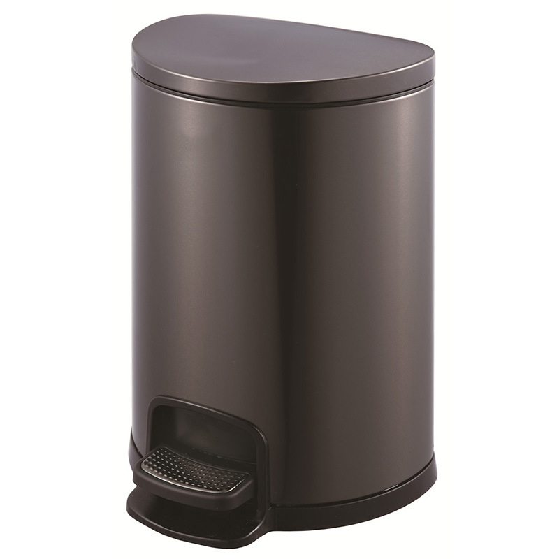 Cubo de basura con pedal y tapa de forma semicircular de acero inoxidable para uso doméstico (20 L/KL-031)